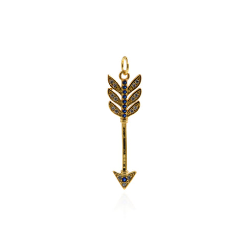 Minimalist Jewelry-CZ Micropavé Arrow Pendant-DIY Jewelry Accessories  32x9.5mm