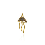 Jellyfish Pendant-CZ Micro Pave Jellyfish Charm Necklace-DIY Jewelry Making  25x13.5mm