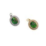 Exquisite Round Zircon Pendant-CZ Pavé Round Pendant-Cubic Zirconia Crystal Jewelry Pendant  18.5x14.5mm