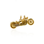 Motorcycle Pendant, Motorcycle Necklace, 18K Gold-Filled Motorcycle Pendant, CZ Micropavé Gift For Locomotive Lovers  28x12.5x10mm