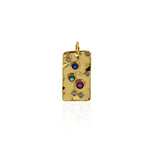 Exquisite 18K Rectangular Zircon Pendant-CZ Micropavé Pendant  19.5x11mm
