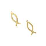 Million Charms 18K Gold Cancer Awareness Survivor Ribbon Charm Pendant   26.5x10mm
