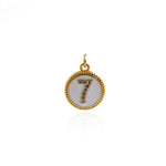 Round Enamel Number Pendant-18K Gold Filled Good Luck Pendant-Round Coin Pendant   12.5mm