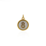 Round Enamel Number Pendant-18K Gold Filled Good Luck Pendant-Round Coin Pendant   12.5mm