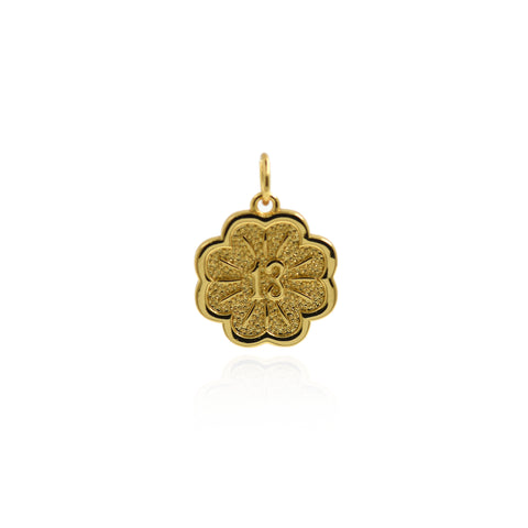 Personalized Jewelry-Lucky Flower Number 13 Pendant-DIY Jewelry Making  16x14mm
