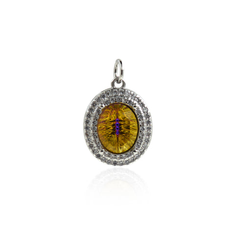 Premium Round Zircon Pendant-CZ Pave Round Zircon Pendant   18.5x14.5mm