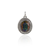 Premium Round Zircon Pendant-CZ Pave Round Zircon Pendant   18.5x14.5mm