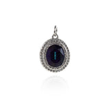 Premium Round Zircon Pendant-CZ Pave Round Zircon Pendant   18.5x14.5mm