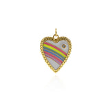 Enamel Heart-Shaped Pendant,Heart-Shaped Colorful Pendant,Micropavé CZ Heart-Shaped Charm,Enamel Charm   23.5x19mm