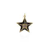 18K Gold Filled Enamel Star Pendant-CZ Micropavé Pendant-Shiny Enamel Star  28.5x27mm
