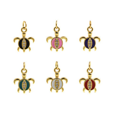 Personalized Jewelry-Delicate Enamel Turtle Pendant-Personalized Pendant   15.5x12.5mm