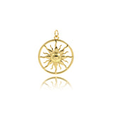 18k Gold Filled Sun Pendant for Jewelry Making 23.5mm