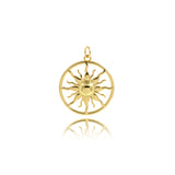 18k Gold Filled Sun Pendant for Jewelry Making 23.5mm