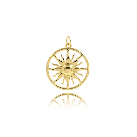 18k Gold Filled Sun Pendant for Jewelry Making 23.5mm