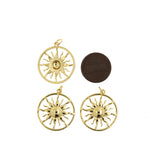 18k Gold Filled Sun Pendant for Jewelry Making 23.5mm