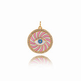 Simple Devil Eye Round Pendant For Delicate Supplies 20mm
