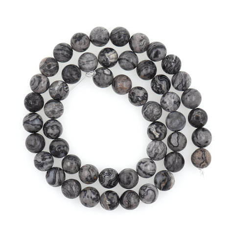 Map Gemstone Beads,Gray Jasper Stone Loose Beads 6mm 8mm 10mm - BestBeaded