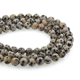 Round Dalmatian Stone Bead,Smooth Spot Jasper Gemstone Loose Beads - BestBeaded