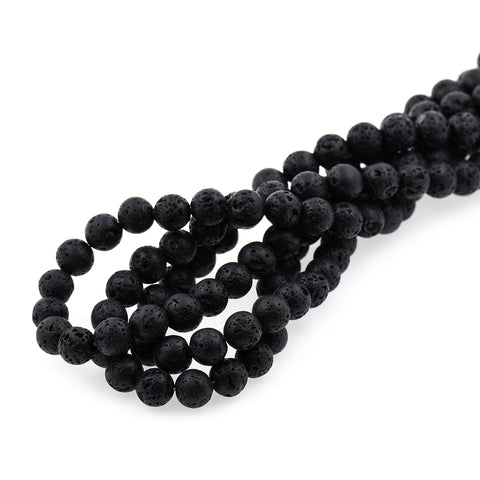 Lava Stone Bead,Round Black Gemstone Loose Energy Healing Beads 6mm 8mm 10mm - BestBeaded