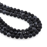 Matte Natural Snowflake Obsidian Gemstone Bracelet Loose Beads - BestBeaded
