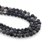 Matte Black Matrix Jasper Beads Gemstone Bracelet Loose Beads - BestBeaded