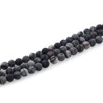 Matte Black Matrix Jasper Beads Gemstone Bracelet Loose Beads - BestBeaded