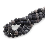 Matte Black Matrix Jasper Beads Gemstone Bracelet Loose Beads - BestBeaded