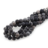 Matte Black Matrix Jasper Beads Gemstone Bracelet Loose Beads - BestBeaded