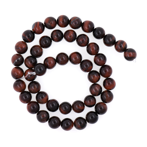 Round Smooth Red Tiger Eye Stone Beads,Energy Gemstone Bracelet Loose Beads - BestBeaded