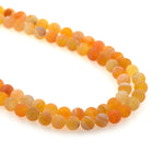 Orange Natural Crackle Agate Beads,Round Matte Agate Gemstone Loose Beads - BestBeaded