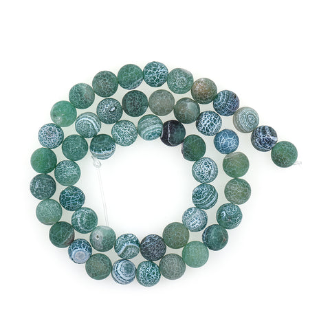 Matte Green Crackle Agate Beads Gemstone Loose Beads - BestBeaded