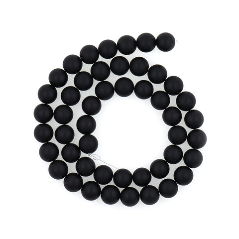 Natural Matte Black Onyx Gemstone Loose Beads - BestBeaded