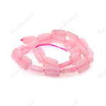 Pink Natural Crystal Bead,Rectangle Rose Quartz Gemstone Loose Beads for Jewelry Making 12x16mm - BestBeaded