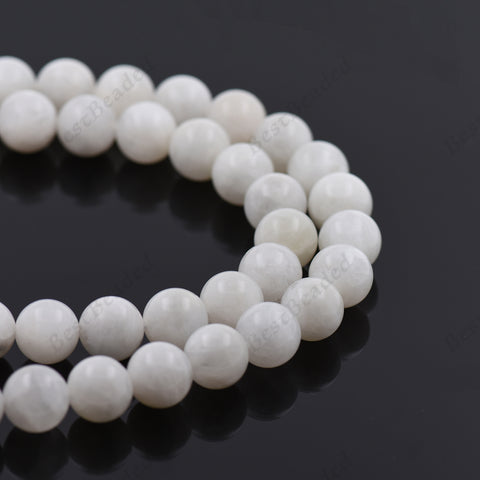 Natural White Moonstone Beads,Smooth Gemstone Loose Beads - BestBeaded